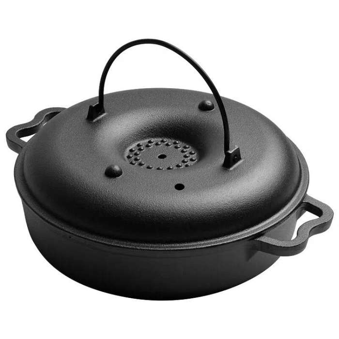 28cm Cast Iron Sukiyaki Pot Roast Sweet Potato Pot Round Barbecue Grill Pan With Lid Turkey Roast...