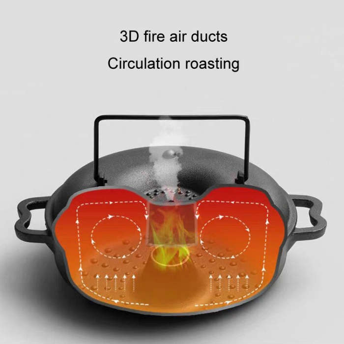28cm Cast Iron Sukiyaki Pot Roast Sweet Potato Pot Round Barbecue Grill Pan With Lid Turkey Roast...