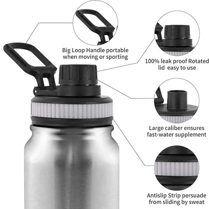 304 Stainless Steel Insulated Water Cup Handheld Large Capacity Outdoor Sports Kettle Vacuum Wate...