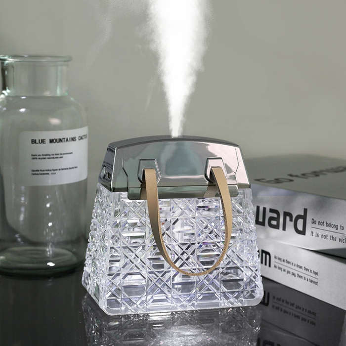 Desktop Small Crystal Bag Humidifier Aroma Ambient Lighting, Color: White Rechargeabl