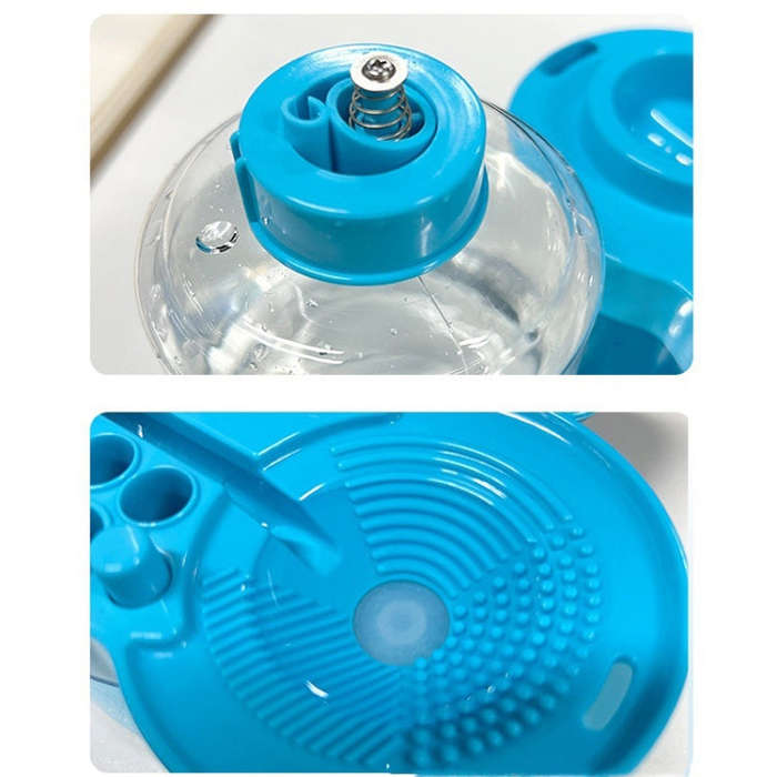 Painting Brush Washer with Drain Cleaner and Holder, 8 Palette Wells(Blue)