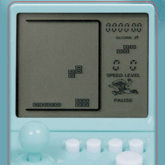 Child Portable Arcade Game Machine Keychain Pendant Mini Building Block Game Toy Gift(Blue)