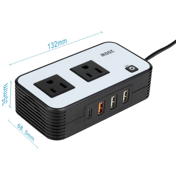 200W Car Inverter Vehicle Plug Power Converter US Plug