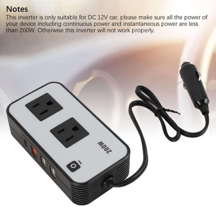 200W Car Inverter Vehicle Plug Power Converter US Plug