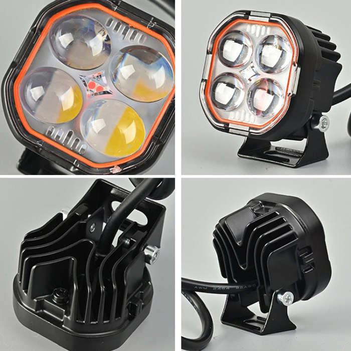 LED Motorcycle Spotlight With Red Devil Eye Spotlight High and Low Beam External Headlight