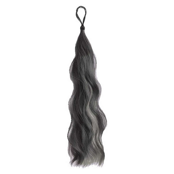Self-Tying Ball-Head Wig Hair Bundle Simulation Hair Bands(Brown Black Highlight Gray)