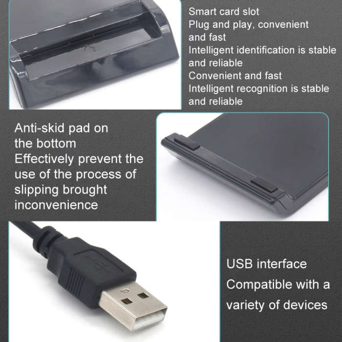 USB 2.0 IC Card / Bank Card / ID Card / SD Card Smart Reader(No Disc)