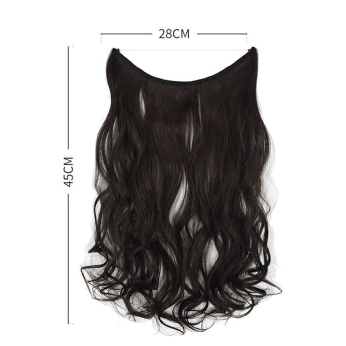 Fishing Line Hair Curtain Long Curly Wig Seamless Hair Extension(1BJ)