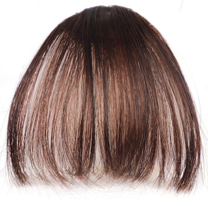 Chemical Fiber Wigs Thin Air Bangs Clip-on Wigs, Color: Dark Brown No Sideburns