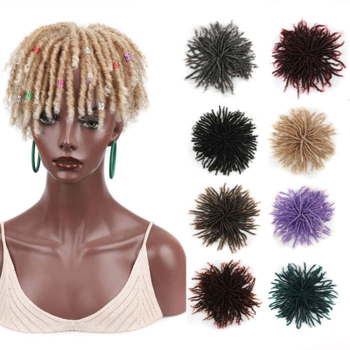 Personalized Hollow Curl Hip Hop Short Hair Dirty Braid Wig Blocks, Model: PURPLET60