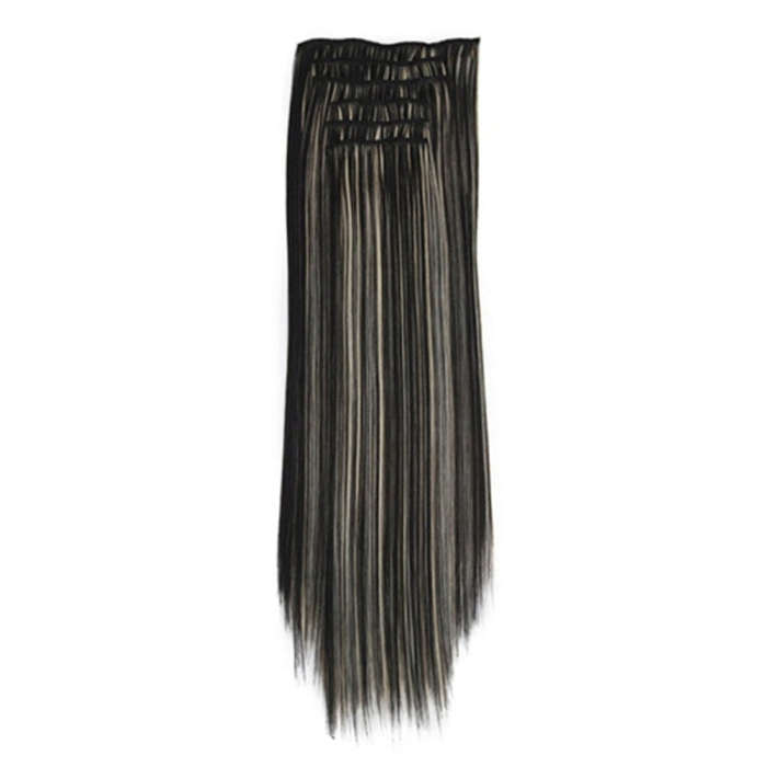 7pcs / Set Clips Long Straight Hair Extension Pieces 16 Clips Chemical Fiber Wigs, Model: 1BH613#