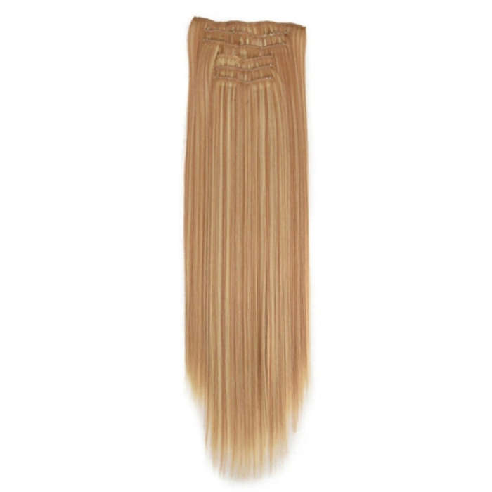 7pcs / Set Clips Long Straight Hair Extension Pieces 16 Clips Chemical Fiber Wigs, Model: 27H613#