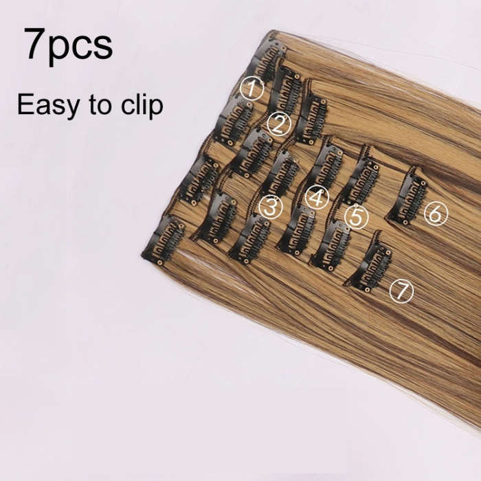 7pcs / Set Clips Long Straight Hair Extension Pieces 16 Clips Chemical Fiber Wigs, Model: 22TH613#