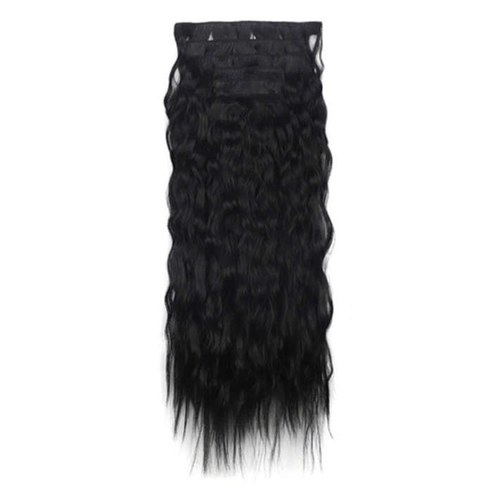 7pcs / Set Clip-On Corn Hair Extension Pieces 16-Card Cornrow Curl Wig, Color: 1B#