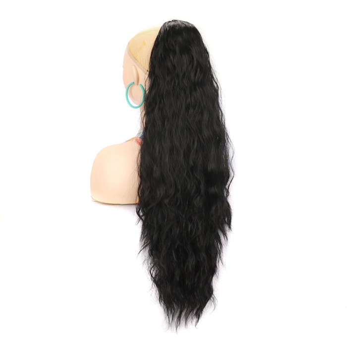 Ladies Extended Woolly Curly Rope Pulling Mesh Ponytail Wig, Color: 1B#