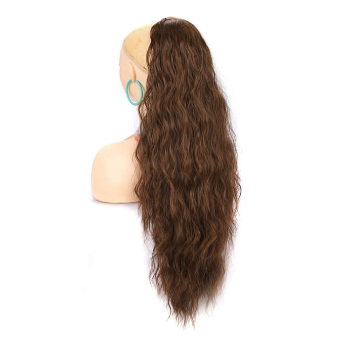 Ladies Extended Woolly Curly Rope Pulling Mesh Ponytail Wig, Color: 8M10#