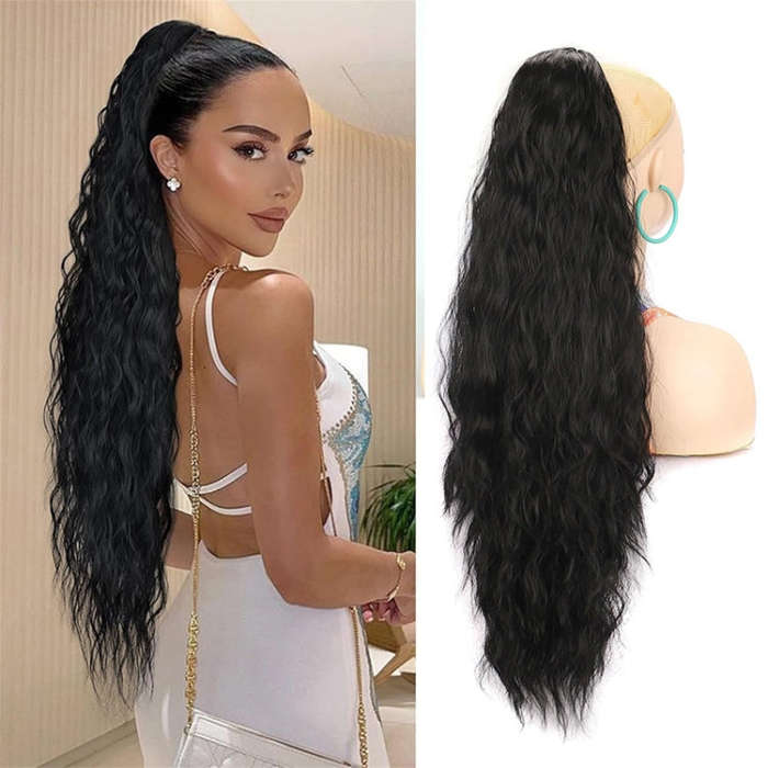 Ladies Extended Woolly Curly Rope Pulling Mesh Ponytail Wig, Color: 6#