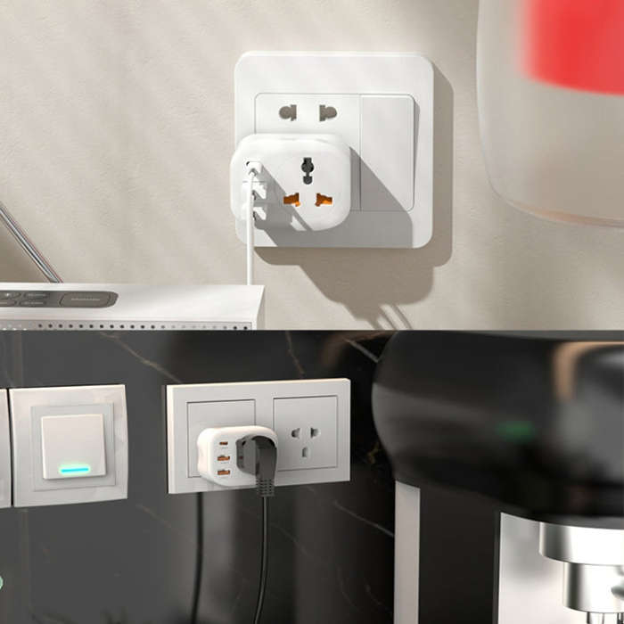 Universal Converter Plug 2USB+Type-C Smart Converter Socket EU Plug(White)