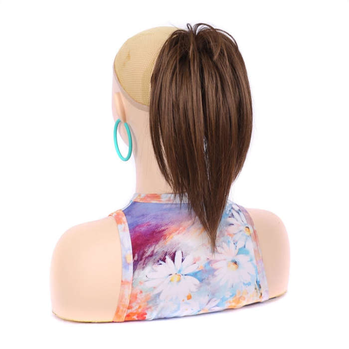 Ladies Short Chemical Fiber Fountain Claw Clip High Ponytail Wig, Color: 8M27#