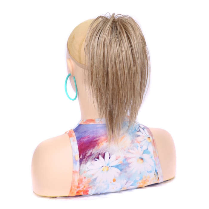 Ladies Short Chemical Fiber Fountain Claw Clip High Ponytail Wig, Color: 27M613#