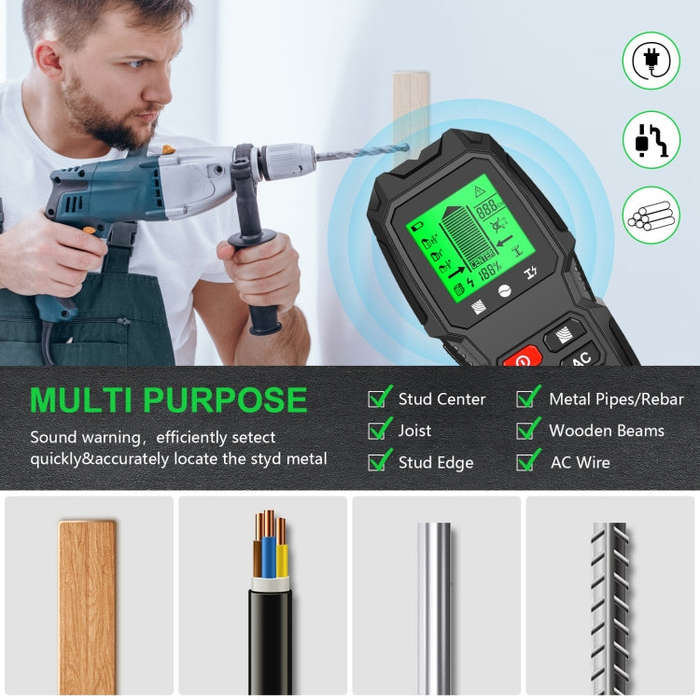 HW-QB6 5 In 1 Wall Scanner Handheld Stud Finder Wood Current Metal Live Wires Detection(Orange)
