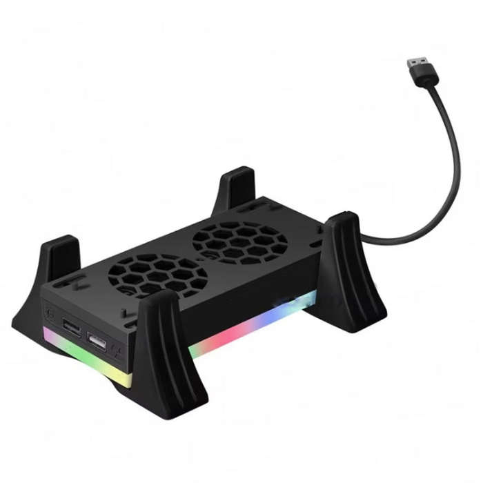 For XBOX Series S Console Base Cooling Fan Built-in LED Light Strip(Black)