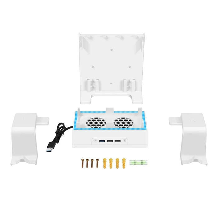 For XBOX Series S Wall Mounted Cooling RGB Multi-function Base With Fan and Hook(White)