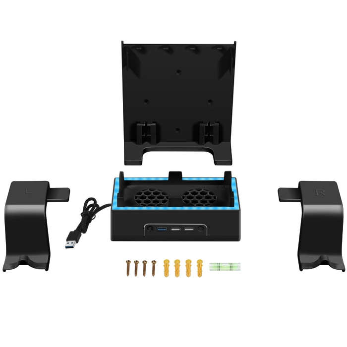 For XBOX Series S Wall Mounted Cooling RGB Multi-function Base With Fan and Hook(Black)