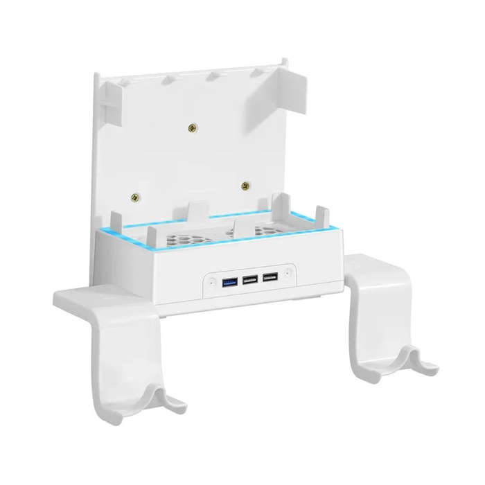For XBOX Series S Wall Mounted Cooling RGB Multi-function Base With Fan and Hook(White)