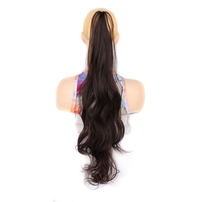 Ladies Wrap Around Magic Wand Ponytail Long Curly Wig, Color: 4#