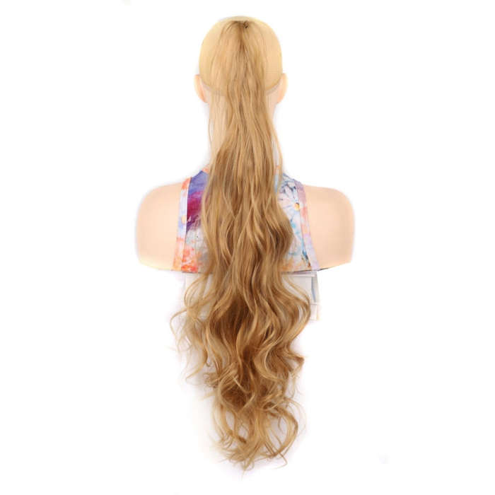 Ladies Wrap Around Magic Wand Ponytail Long Curly Wig, Color: 27#