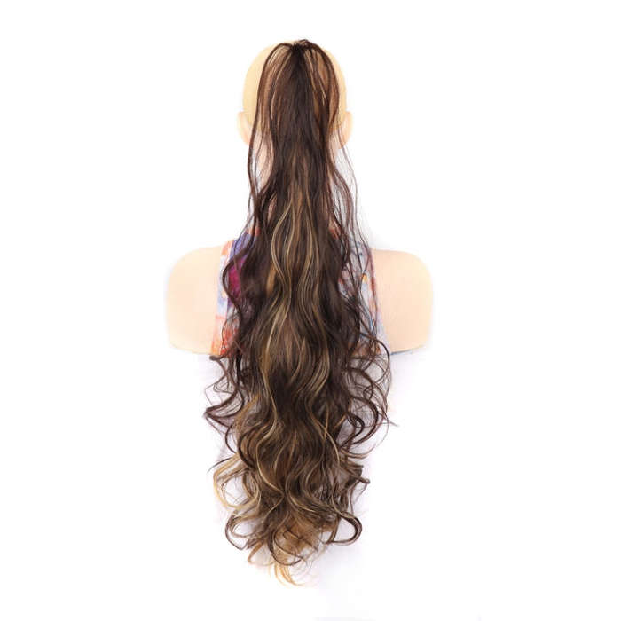 Ladies Wrap Around Magic Wand Ponytail Long Curly Wig, Color: P4H27#
