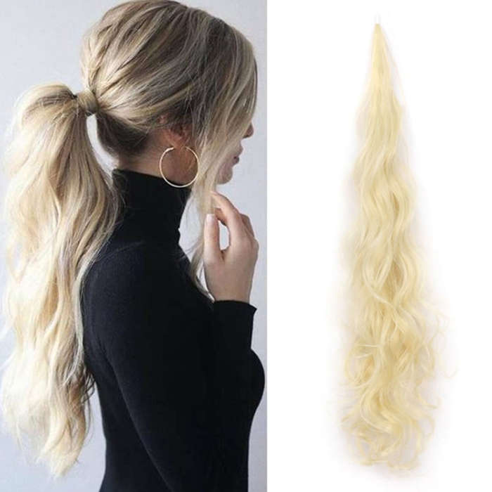 Ladies Wrap Around Magic Wand Ponytail Long Curly Wig, Color: 27#