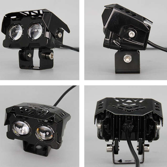 12W Motorcycle Spotlight High Bright Two Color Modified External Waterproof LED Lens Headlight(Al...
