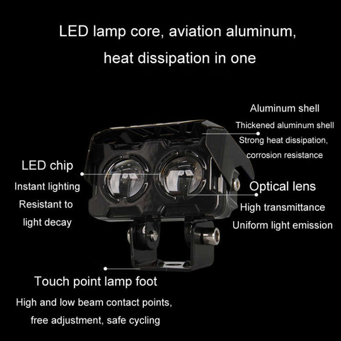 12W Motorcycle Spotlight High Bright Two Color Modified External Waterproof LED Lens Headlight(Fl...