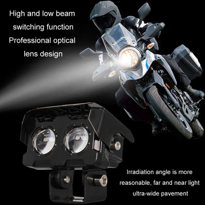 12W Motorcycle Spotlight High Bright Two Color Modified External Waterproof LED Lens Headlight(Fl...