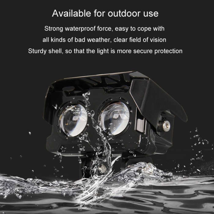 12W Motorcycle Spotlight High Bright Two Color Modified External Waterproof LED Lens Headlight(Fl...