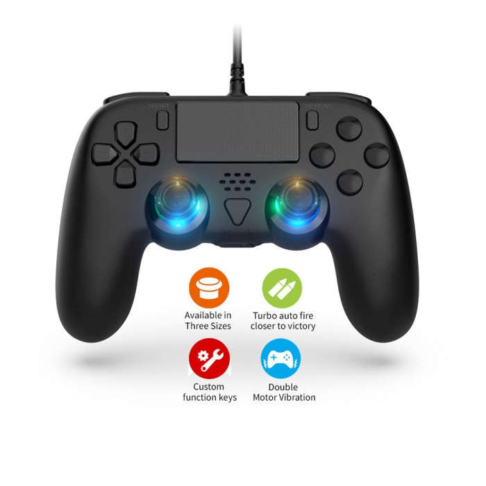 For PS5 / PS5 Slim / PC Wired Controller with Macro Programming Six-axis Gyro