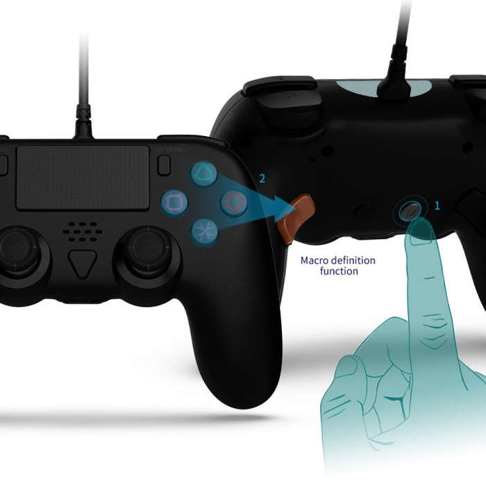 For PS5 / PS5 Slim / PC Wired Controller with Macro Programming Six-axis Gyro