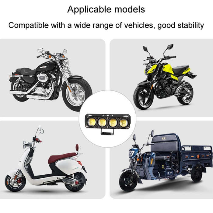 Motorcycle Spotlight External Lens Car LED Headlight Strong Spot Fog Light, Model: Near Yellow+Fa...