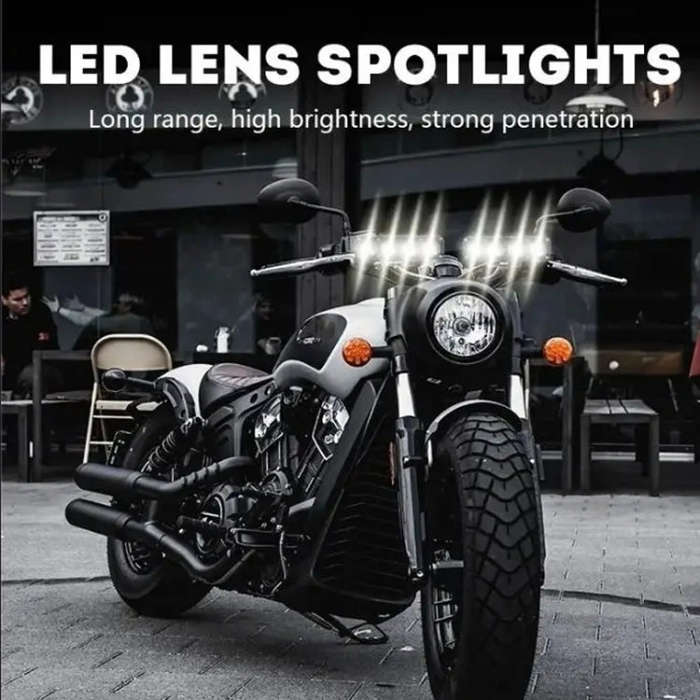 Motorcycle Spotlight External Lens Car LED Headlight Strong Spot Fog Light, Model: Near Yellow+Fa...