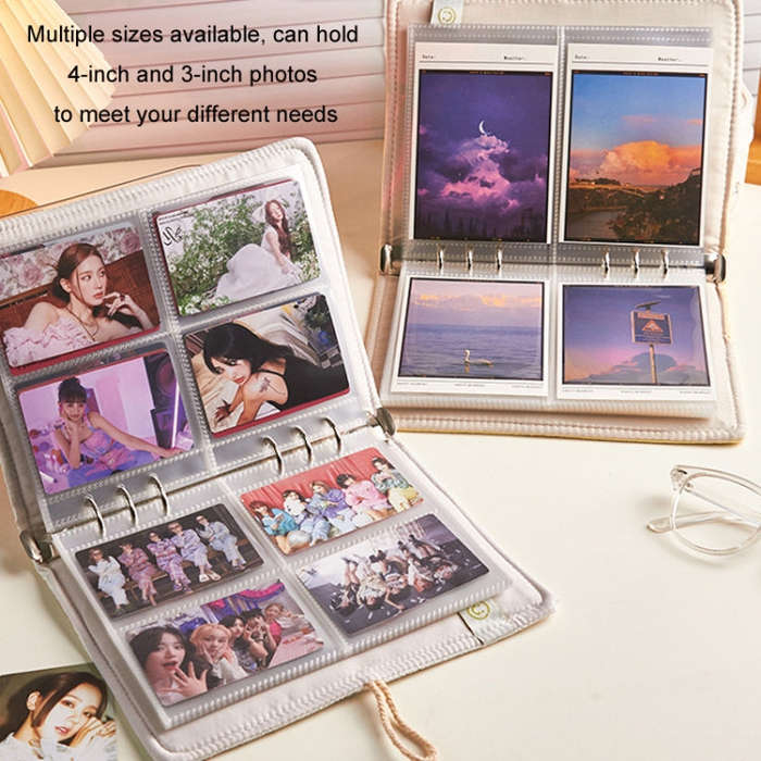3/4 Inch 20 Pages Transparent Storage Photo Card Album(Cream White)