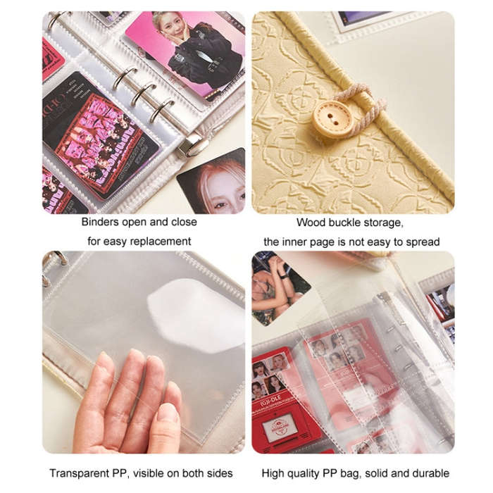 3/4 Inch 20 Pages Transparent Storage Photo Card Album(Rose White)
