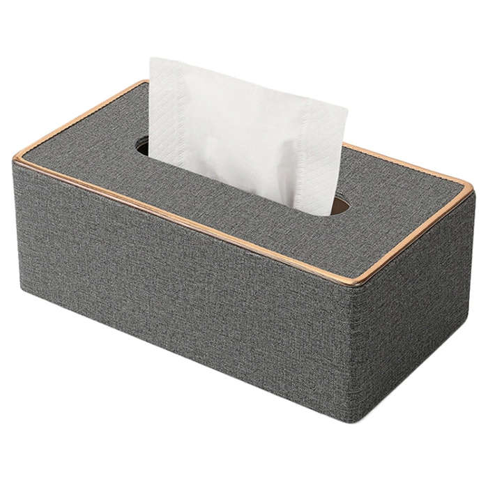Home Decor Tissue Box Cover Desktop Gold Rim Faux Leather Napkin Holder Toilet Paper Storage Box,...