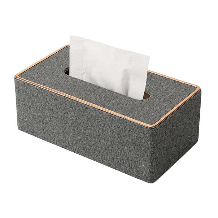 Home Decor Tissue Box Cover Desktop Gold Rim Faux Leather Napkin Holder Toilet Paper Storage Box,...