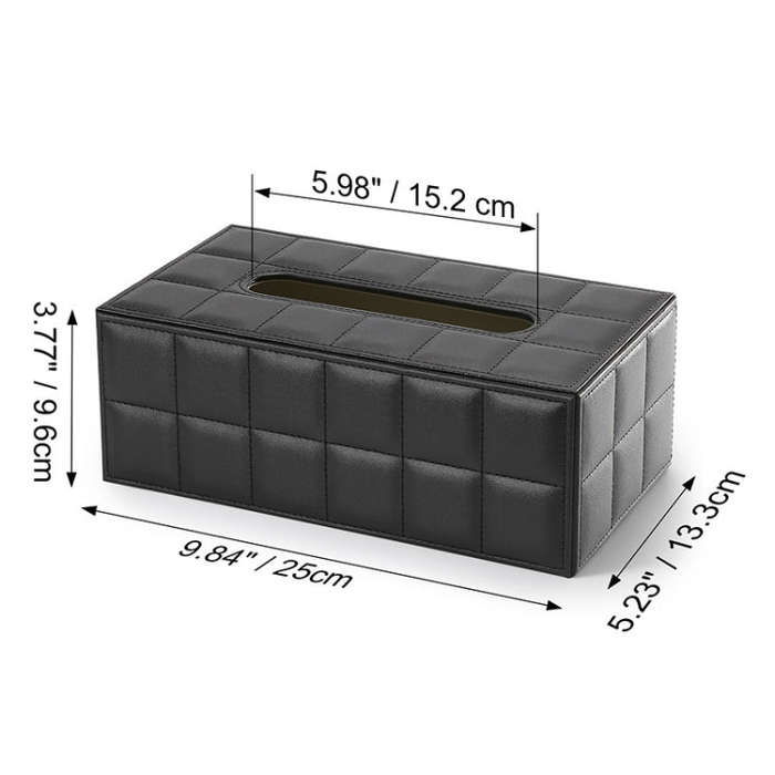 PU Leather Tissue Box Living Room Coffee Table Desktop Paper Holder Car Hotel Tissue Storage Box(...