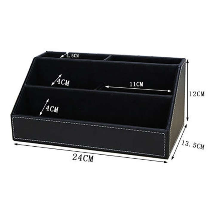 Desktop Stationery Box Multi-functional PU Leather Home Compartment Sundry Organizer Storage Box,...