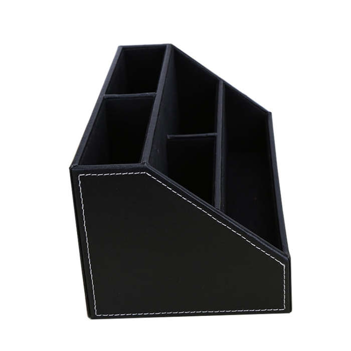 Desktop Stationery Box Multi-functional PU Leather Home Compartment Sundry Organizer Storage Box,...