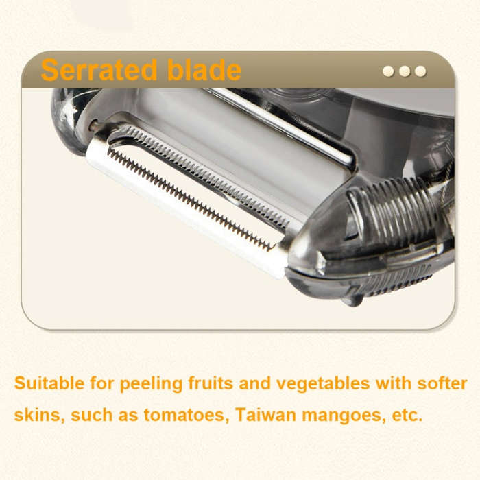 3-In-1 Multifunctional Rotary Peeler Household Kitchen Tools Scraper Fruit Grater(Gray)