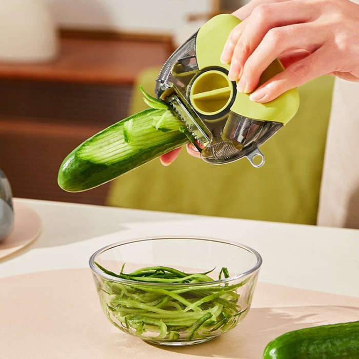 3-In-1 Multifunctional Rotary Peeler Household Kitchen Tools Scraper Fruit Grater(Gray)